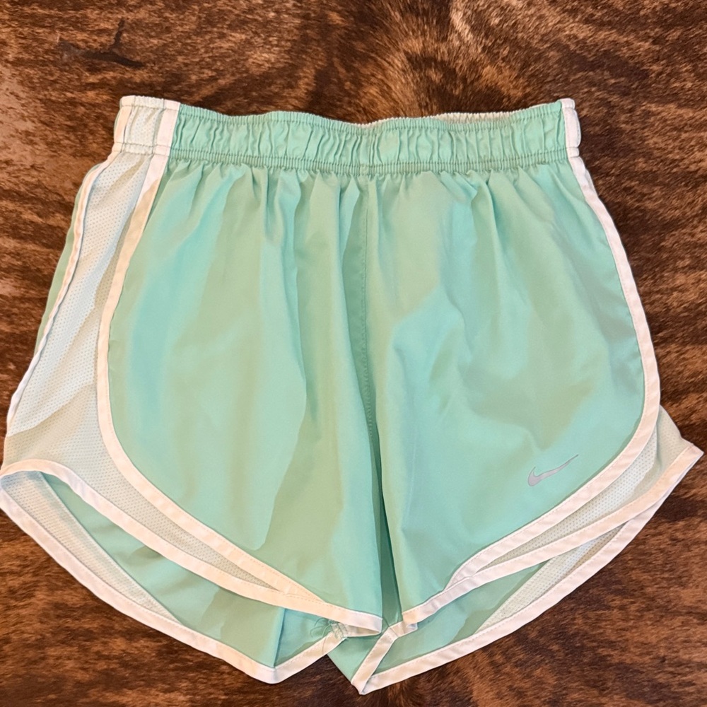 Nike Women's Mint Green Athletic Shorts with White Trim